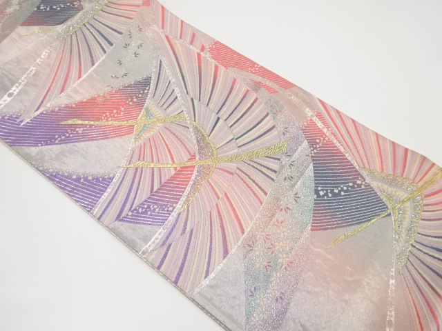 アンティーク　鶴に小花模様織出し袋帯（材料）